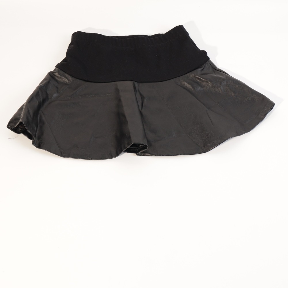 Polo Ralph Lauren Girls Black Faux Leather Skater Skirt Size 7 Elastic Waist